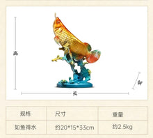 Load image into Gallery viewer, Chinese Feng Shui Good Fortune Wealth Lucky Gold Fish Brass Statue Home/Office Decor Sculpture Craft Living Room TV Cabinet Fortune Ornament Housewarming Gift
