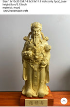 Load image into Gallery viewer, Chinese Feng Shui Good Fortune Wealth Blessing Fu Lu Shou 3 Gods Fortune Wood Craft Statue Home/Office Decor Sculpture Craft Living Room TV Cabinet Fortune Ornament Housewarming Gift