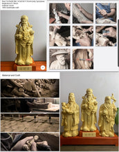 Load image into Gallery viewer, Chinese Feng Shui Good Fortune Wealth Blessing Fu Lu Shou 3 Gods Fortune Wood Craft Statue Home/Office Decor Sculpture Craft Living Room TV Cabinet Fortune Ornament Housewarming Gift