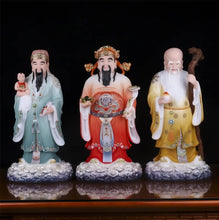 Load image into Gallery viewer, Chinese Feng Shui Good Fortune Wealth Blessing Fu Lu Shou 3 Gods Fortune Craft Statue Home/Office Decor Sculpture Craft Living Room TV Cabinet Fortune Ornament Housewarming Gift