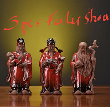 Load image into Gallery viewer, Chinese Feng Shui Good Fortune Wealth Blessing Fu Lu Shou 3 Gods Fortune Craft Statue Home/Office Decor Sculpture Craft Living Room TV Cabinet Fortune Ornament Housewarming Gift