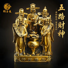 Load image into Gallery viewer, Chinese Feng Shui Good Fortune Wealth Blessing 5 Gods Wealth Fortune Copper Brass Craft Statue Home/Office Decor Sculpture Craft Living Room TV Cabinet Fortune Ornament Housewarming Gift