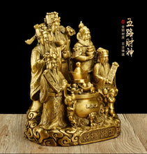 Load image into Gallery viewer, Chinese Feng Shui Good Fortune Wealth Blessing 5 Gods Wealth Fortune Copper Brass Craft Statue Home/Office Decor Sculpture Craft Living Room TV Cabinet Fortune Ornament Housewarming Gift