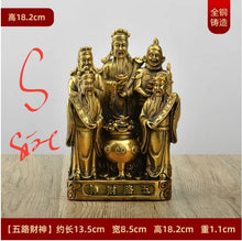 Load image into Gallery viewer, Chinese Feng Shui Good Fortune Wealth Blessing 5 Gods Wealth Fortune Copper Brass Craft Statue Home/Office Decor Sculpture Craft Living Room TV Cabinet Fortune Ornament Housewarming Gift