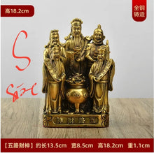 Load image into Gallery viewer, Chinese Feng Shui Good Fortune Wealth Blessing 5 Gods Wealth Fortune Copper Brass Craft Statue Home/Office Decor Sculpture Craft Living Room TV Cabinet Fortune Ornament Housewarming Gift