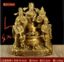 Load image into Gallery viewer, Chinese Feng Shui Good Fortune Wealth Blessing 5 Gods Wealth Fortune Copper Brass Craft Statue Home/Office Decor Sculpture Craft Living Room TV Cabinet Fortune Ornament Housewarming Gift