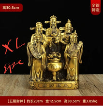 Load image into Gallery viewer, Chinese Feng Shui Good Fortune Wealth Blessing 5 Gods Wealth Fortune Copper Brass Craft Statue Home/Office Decor Sculpture Craft Living Room TV Cabinet Fortune Ornament Housewarming Gift