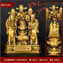 Load image into Gallery viewer, Chinese Feng Shui Good Fortune Wealth Blessing 5 Gods Wealth Fortune Copper Brass Craft Statue Home/Office Decor Sculpture Craft Living Room TV Cabinet Fortune Ornament Housewarming Gift