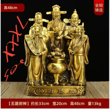 Load image into Gallery viewer, Chinese Feng Shui Good Fortune Wealth Blessing 5 Gods Wealth Fortune Copper Brass Craft Statue Home/Office Decor Sculpture Craft Living Room TV Cabinet Fortune Ornament Housewarming Gift