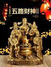 Load image into Gallery viewer, Chinese Feng Shui Good Fortune Wealth Blessing 5 Gods Wealth Fortune Copper Brass Craft Statue Home/Office Decor Sculpture Craft Living Room TV Cabinet Fortune Ornament Housewarming Gift