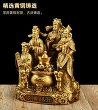 Load image into Gallery viewer, Chinese Feng Shui Good Fortune Wealth Blessing 5 Gods Wealth Fortune Copper Brass Craft Statue Home/Office Decor Sculpture Craft Living Room TV Cabinet Fortune Ornament Housewarming Gift