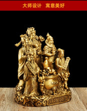 Load image into Gallery viewer, Chinese Feng Shui Good Fortune Wealth Blessing 5 Gods Wealth Fortune Copper Brass Craft Statue Home/Office Decor Sculpture Craft Living Room TV Cabinet Fortune Ornament Housewarming Gift