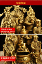 Load image into Gallery viewer, Chinese Feng Shui Good Fortune Wealth Blessing 5 Gods Wealth Fortune Copper Brass Craft Statue Home/Office Decor Sculpture Craft Living Room TV Cabinet Fortune Ornament Housewarming Gift