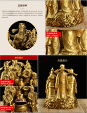 Load image into Gallery viewer, Chinese Feng Shui Good Fortune Wealth Blessing 5 Gods Wealth Fortune Copper Brass Craft Statue Home/Office Decor Sculpture Craft Living Room TV Cabinet Fortune Ornament Housewarming Gift