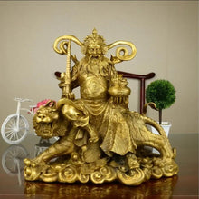 Load image into Gallery viewer, Chinese Feng Shui Good Fortune Wealth Lucky Tiger Blessing God Wealth Fortune Copper Craft Statue Home/Office Decor Sculpture Craft Living Room TV Cabinet Fortune Ornament Housewarming Gift