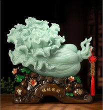 Load image into Gallery viewer, Chinese Feng Shui Good Fortune Wealth Cabbage Statue Home/Office Decor Sculpture Craft Living Room TV Cabinet Fortune Ornament Housewarming Gift