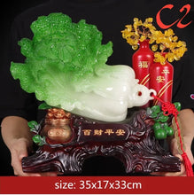 Load image into Gallery viewer, Chinese Feng Shui Good Fortune Wealth Gold Pot Cabbage Statue Home/Office Decor Sculpture Craft Living Room TV Cabinet Fortune Ornament Housewarming Gift