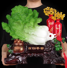 Load image into Gallery viewer, Chinese Feng Shui Good Fortune Wealth Gold Pot Cabbage Statue Home/Office Decor Sculpture Craft Living Room TV Cabinet Fortune Ornament Housewarming Gift