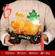 Load image into Gallery viewer, Chinese Feng Shui Good Fortune Wealth Toad Peony Cabbage Pixiu Statue Home/Office Decor Sculpture Craft Living Room TV Cabinet Fortune Ornament Housewarming Gift