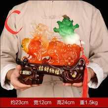 Load image into Gallery viewer, Chinese Feng Shui Good Fortune Wealth Toad Peony Cabbage Pixiu Statue Home/Office Decor Sculpture Craft Living Room TV Cabinet Fortune Ornament Housewarming Gift