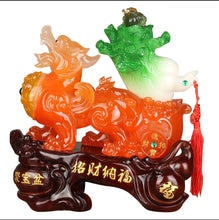 Load image into Gallery viewer, Chinese Feng Shui Good Fortune Wealth Toad Peony Cabbage Pixiu Statue Home/Office Decor Sculpture Craft Living Room TV Cabinet Fortune Ornament Housewarming Gift