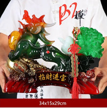 Load image into Gallery viewer, Chinese Feng Shui Good Fortune Wealth Cabbage Dragon Pixiu Statue Home/Office Decor Sculpture Craft Living Room TV Cabinet Fortune Ornament Housewarming Gift
