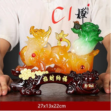 Load image into Gallery viewer, Chinese Feng Shui Good Fortune Wealth Cabbage Dragon Pixiu Statue Home/Office Decor Sculpture Craft Living Room TV Cabinet Fortune Ornament Housewarming Gift
