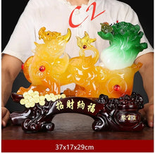 Load image into Gallery viewer, Chinese Feng Shui Good Fortune Wealth Cabbage Dragon Pixiu Statue Home/Office Decor Sculpture Craft Living Room TV Cabinet Fortune Ornament Housewarming Gift