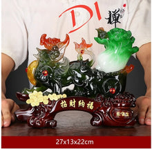 Load image into Gallery viewer, Chinese Feng Shui Good Fortune Wealth Cabbage Dragon Pixiu Statue Home/Office Decor Sculpture Craft Living Room TV Cabinet Fortune Ornament Housewarming Gift