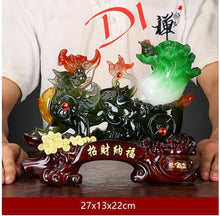 Load image into Gallery viewer, Chinese Feng Shui Good Fortune Wealth Cabbage Dragon Pixiu Statue Home/Office Decor Sculpture Craft Living Room TV Cabinet Fortune Ornament Housewarming Gift