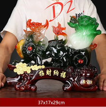 Load image into Gallery viewer, Chinese Feng Shui Good Fortune Wealth Cabbage Dragon Pixiu Statue Home/Office Decor Sculpture Craft Living Room TV Cabinet Fortune Ornament Housewarming Gift