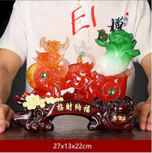 Load image into Gallery viewer, Chinese Feng Shui Good Fortune Wealth Cabbage Dragon Pixiu Statue Home/Office Decor Sculpture Craft Living Room TV Cabinet Fortune Ornament Housewarming Gift