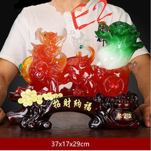 Load image into Gallery viewer, Chinese Feng Shui Good Fortune Wealth Cabbage Dragon Pixiu Statue Home/Office Decor Sculpture Craft Living Room TV Cabinet Fortune Ornament Housewarming Gift
