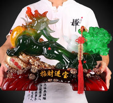 Load image into Gallery viewer, Chinese Feng Shui Good Fortune Wealth Cabbage Dragon Pixiu Statue Home/Office Decor Sculpture Craft Living Room TV Cabinet Fortune Ornament Housewarming Gift