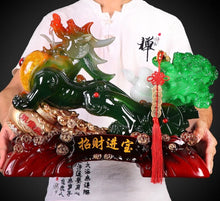 Load image into Gallery viewer, Chinese Feng Shui Good Fortune Wealth Cabbage Dragon Pixiu Statue Home/Office Decor Sculpture Craft Living Room TV Cabinet Fortune Ornament Housewarming Gift