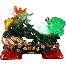 Load image into Gallery viewer, Chinese Feng Shui Good Fortune Wealth Cabbage Dragon Pixiu Statue Home/Office Decor Sculpture Craft Living Room TV Cabinet Fortune Ornament Housewarming Gift