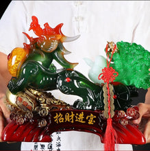 Load image into Gallery viewer, Chinese Feng Shui Good Fortune Wealth Cabbage Dragon Pixiu Statue Home/Office Decor Sculpture Craft Living Room TV Cabinet Fortune Ornament Housewarming Gift