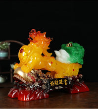 Load image into Gallery viewer, Chinese Feng Shui Good Fortune Wealth Cabbage Dragon Pixiu Statue Home/Office Decor Sculpture Craft Living Room TV Cabinet Fortune Ornament Housewarming Gift