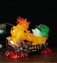 Load image into Gallery viewer, Chinese Feng Shui Good Fortune Wealth Cabbage Dragon Pixiu Statue Home/Office Decor Sculpture Craft Living Room TV Cabinet Fortune Ornament Housewarming Gift