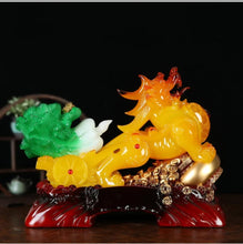 Load image into Gallery viewer, Chinese Feng Shui Good Fortune Wealth Cabbage Dragon Pixiu Statue Home/Office Decor Sculpture Craft Living Room TV Cabinet Fortune Ornament Housewarming Gift