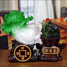Load image into Gallery viewer, Chinese Feng Shui Good Fortune Wealth Cabbage Gold Money Toad Statue Home/Office Decor Sculpture Craft Living Room TV Cabinet Fortune Ornament Housewarming Gift