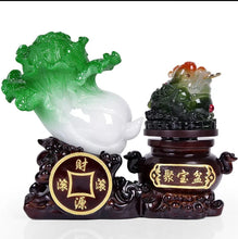 Load image into Gallery viewer, Chinese Feng Shui Good Fortune Wealth Cabbage Gold Money Toad Statue Home/Office Decor Sculpture Craft Living Room TV Cabinet Fortune Ornament Housewarming Gift