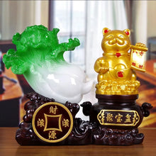 Load image into Gallery viewer, Chinese Feng Shui Good Fortune Wealth Cabbage Gold Money Toad Statue Home/Office Decor Sculpture Craft Living Room TV Cabinet Fortune Ornament Housewarming Gift
