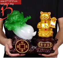 Load image into Gallery viewer, Chinese Feng Shui Good Fortune Wealth Cabbage Gold Money Toad Statue Home/Office Decor Sculpture Craft Living Room TV Cabinet Fortune Ornament Housewarming Gift