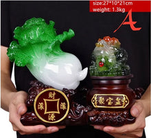 Load image into Gallery viewer, Chinese Feng Shui Good Fortune Wealth Cabbage Gold Money Toad Statue Home/Office Decor Sculpture Craft Living Room TV Cabinet Fortune Ornament Housewarming Gift
