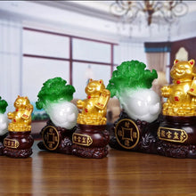 Load image into Gallery viewer, Chinese Feng Shui Good Fortune Wealth Cabbage Gold Money Toad Statue Home/Office Decor Sculpture Craft Living Room TV Cabinet Fortune Ornament Housewarming Gift