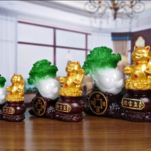 Load image into Gallery viewer, Chinese Feng Shui Good Fortune Wealth Cabbage Gold Money Toad Statue Home/Office Decor Sculpture Craft Living Room TV Cabinet Fortune Ornament Housewarming Gift