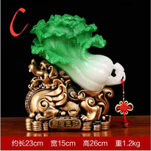 Load image into Gallery viewer, Chinese Feng Shui Good Fortune Wealth Cabbage Statue Home/Office Decor Sculpture Craft Living Room TV Cabinet Fortune Ornament Housewarming Gift