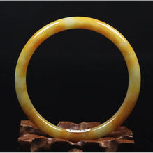 Load image into Gallery viewer, 10% OFF- 61/62/63 mm Certified Natural Gold Silk Jadeite Emerald A*Jade Handcarved Original Supplier Lucky Bangle 06941/FP3444