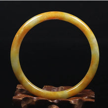 Load image into Gallery viewer, 10% OFF- 61/62/63 mm Certified Natural Gold Silk Jadeite Emerald A*Jade Handcarved Original Supplier Lucky Bangle 06941/FP3444